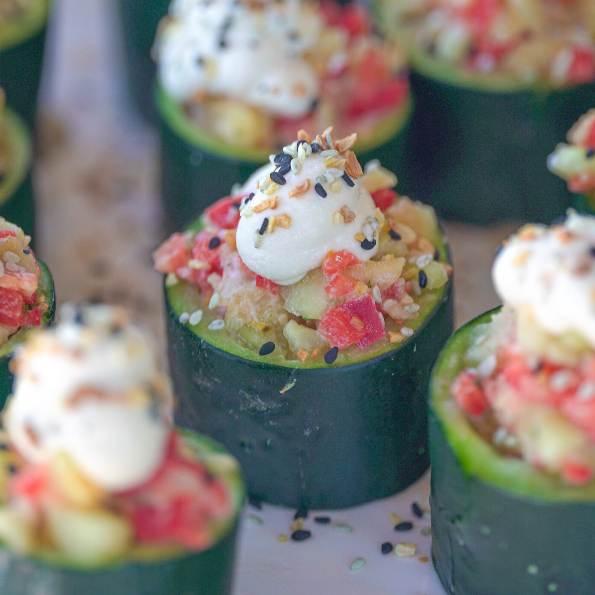 Pineapple Lemon Drop Pepper Stuffed Cucumbers